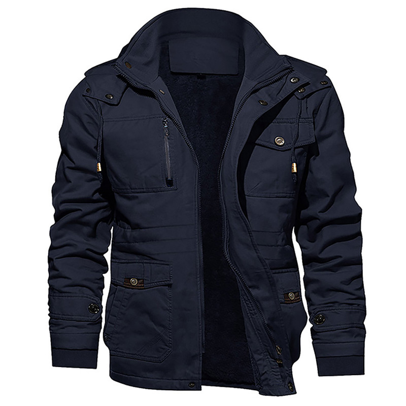 Winter Custom Fleece Lined Jacket Windbreaker Jacket mit Pelz Collar für Mens Kleidung Abnehmbarer Hut